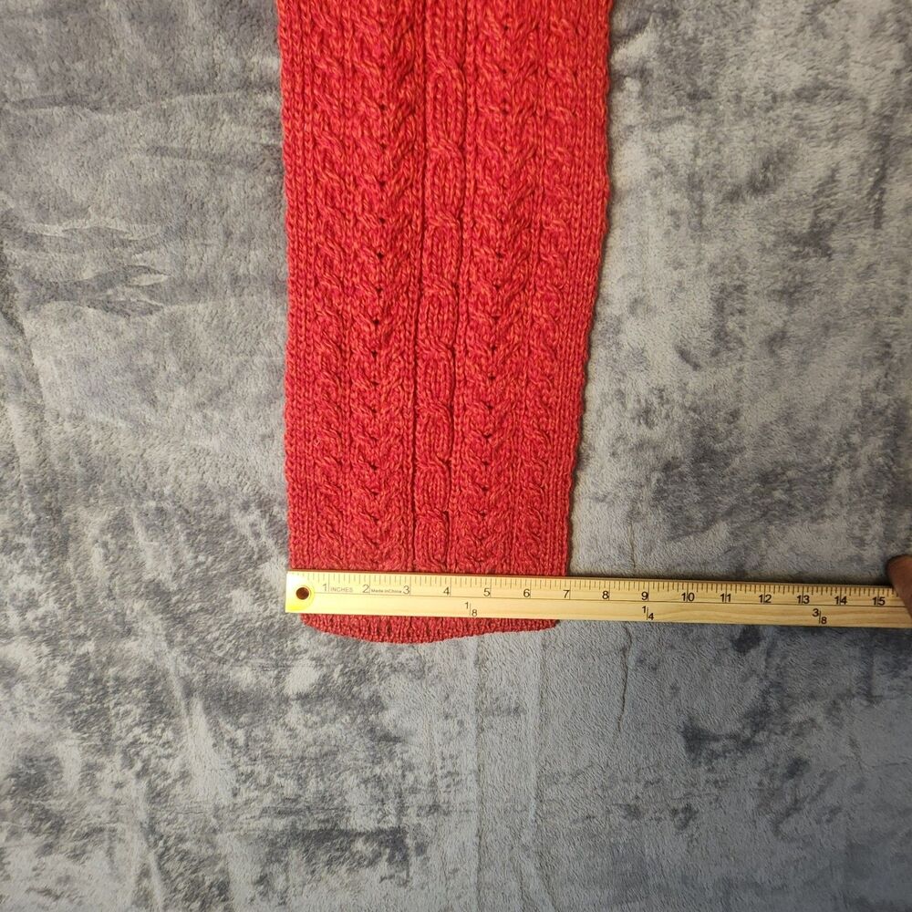 Aran Woollen Mills Scarf Women Red Merino Wool 3-Button Loop Cable Knit NWT - Picture 6 of 7
